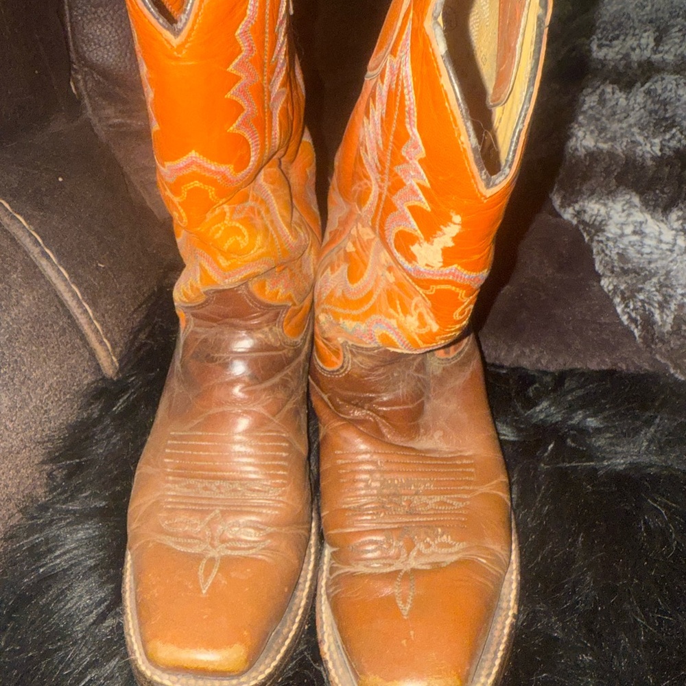 Justin Boots Orange and Brown Heeled Boots